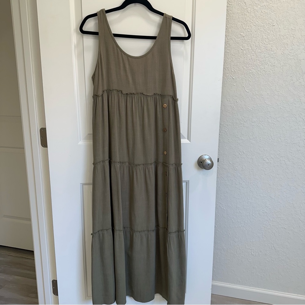 Tea Mints Green Tiered Maxi Sundress Sleeveless Size small
